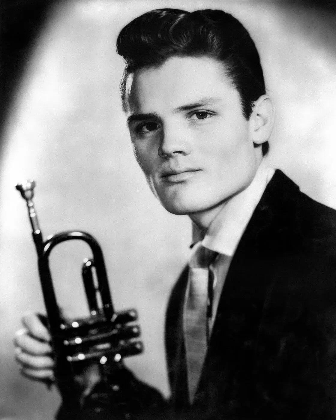Chet Baker with his trumpet