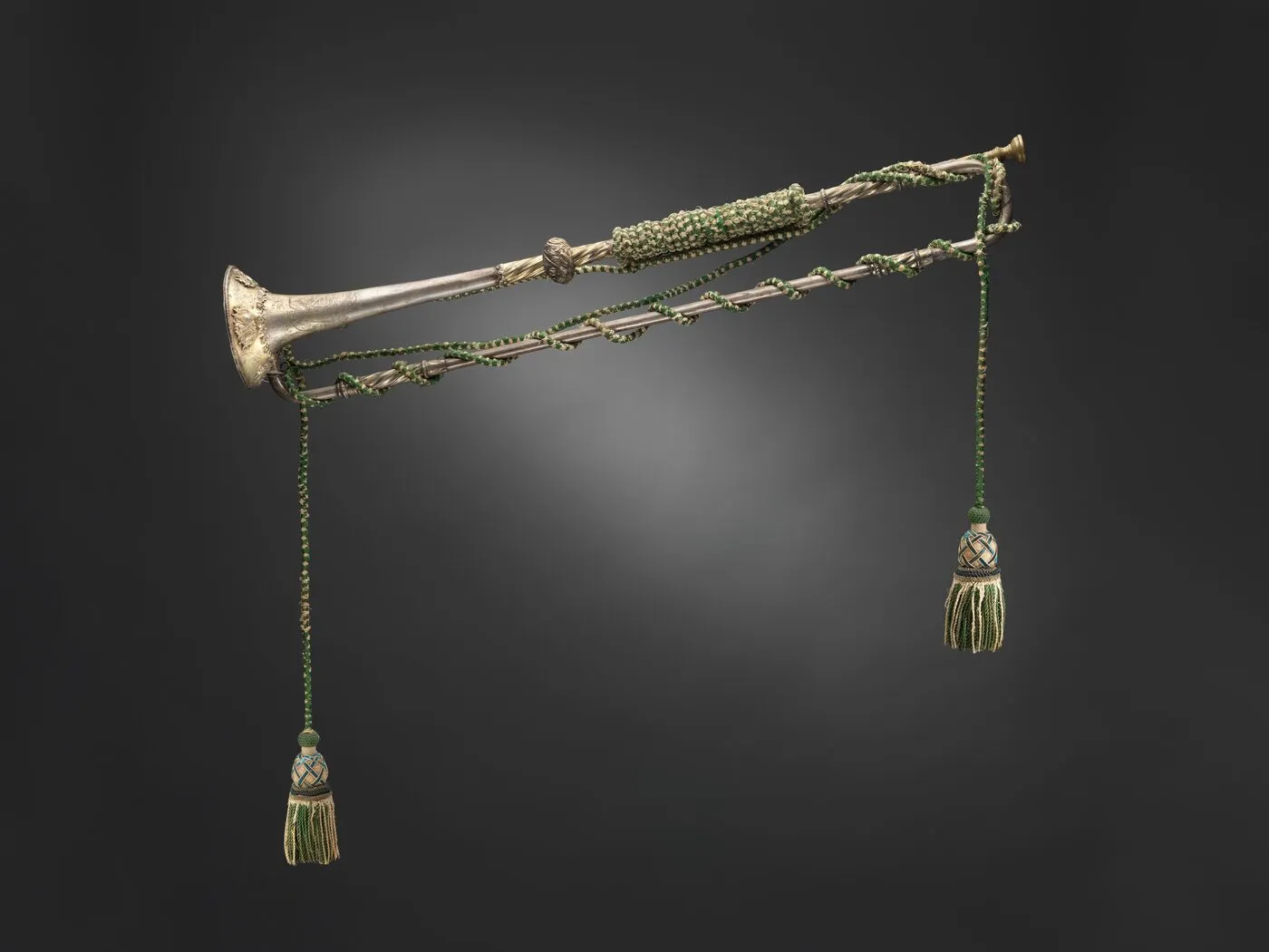 Historical natural trumpet with long folded tubing and no valves