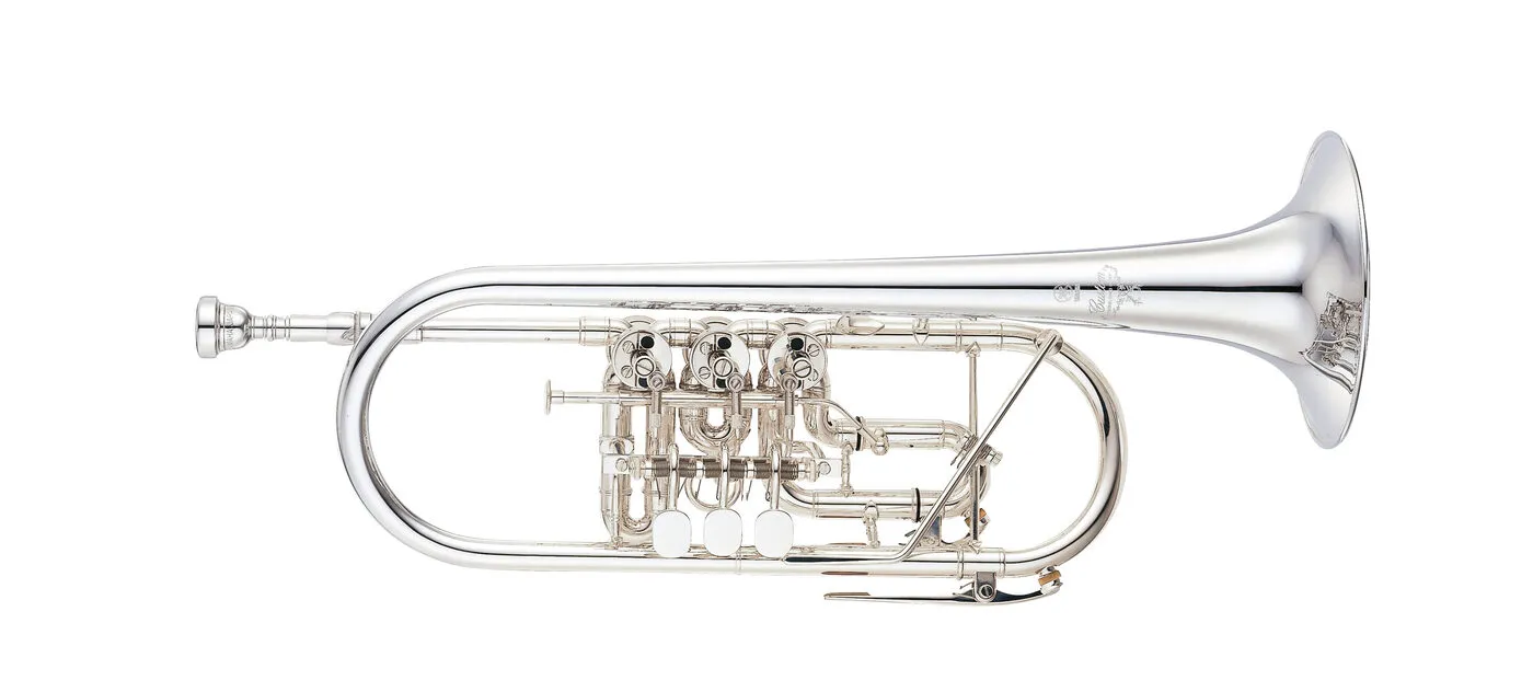 Silver-plated rotary-valve trumpet in C