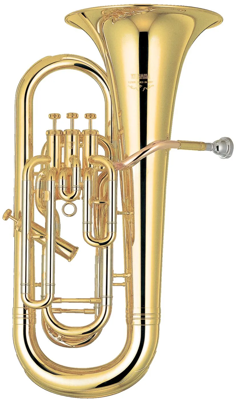 B♭ euphonium with four valves and an upward-facing bell