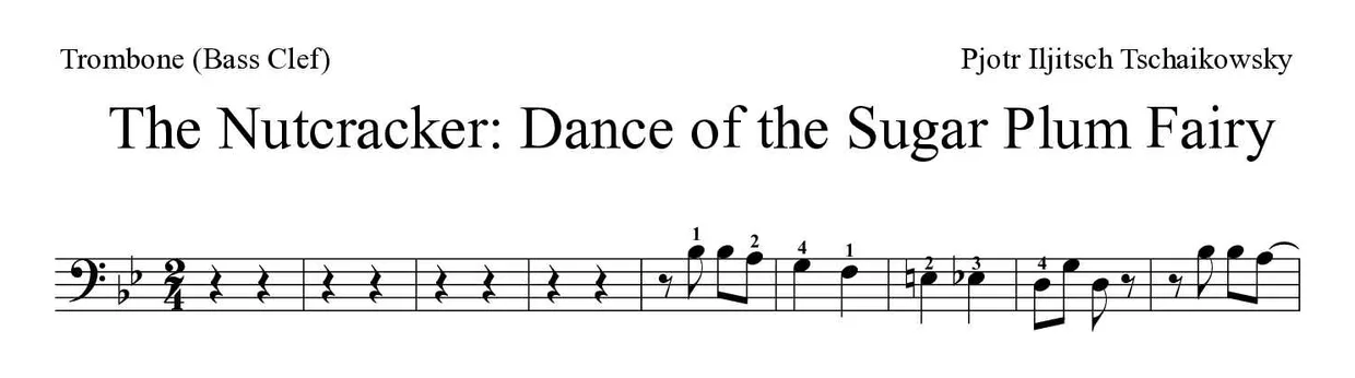 Spartito di The Nutcracker: Dance of the Sugar Plum Fairy per trombone, prime righe