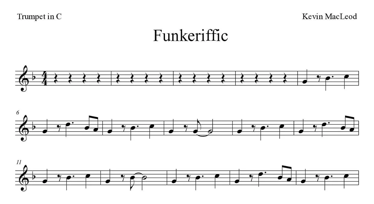 Partition de Funkeriffic pour trompette en do, premières lignes