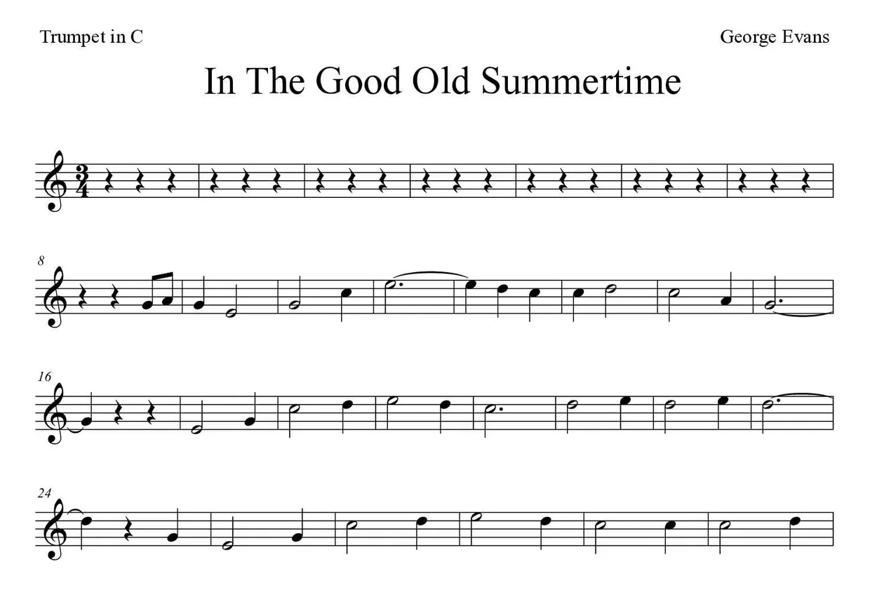 Noten von In The Good Old Summertime für Trompete in C (Schwer), erste Zeilen