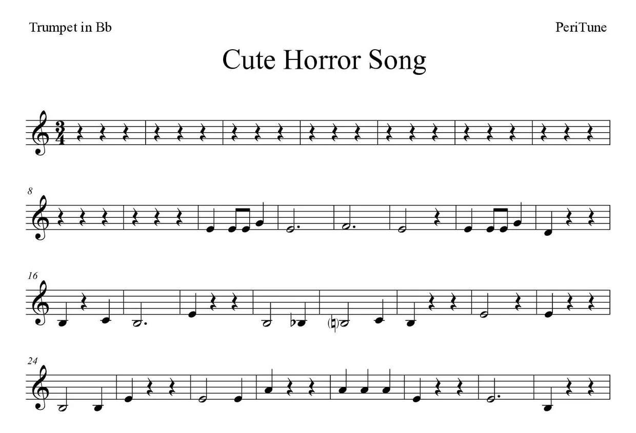 Noten von Cute Horror Song für Trompete in B (Einfach), erste Zeilen