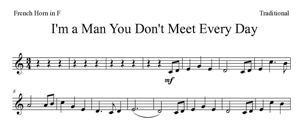 Partition de I'm a Man You Don't Meet Every Day pour cor d'harmonie, premières lignes