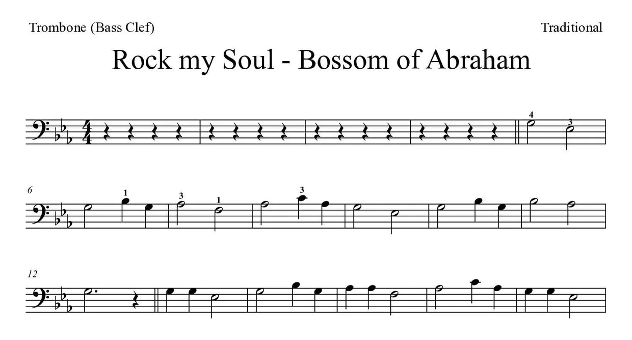 Spartito di Rock my Soul - Bossom of Abraham per trombone, prime righe