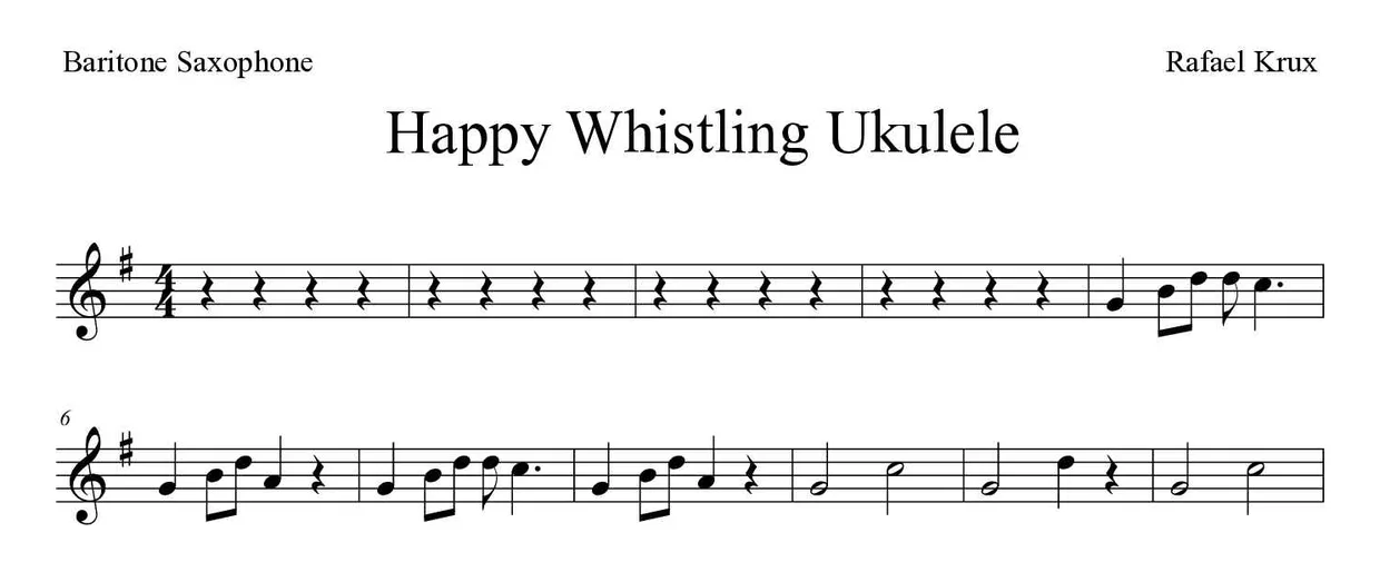 Spartito di Happy Whistling Ukulele per baritone saxophone, prime righe