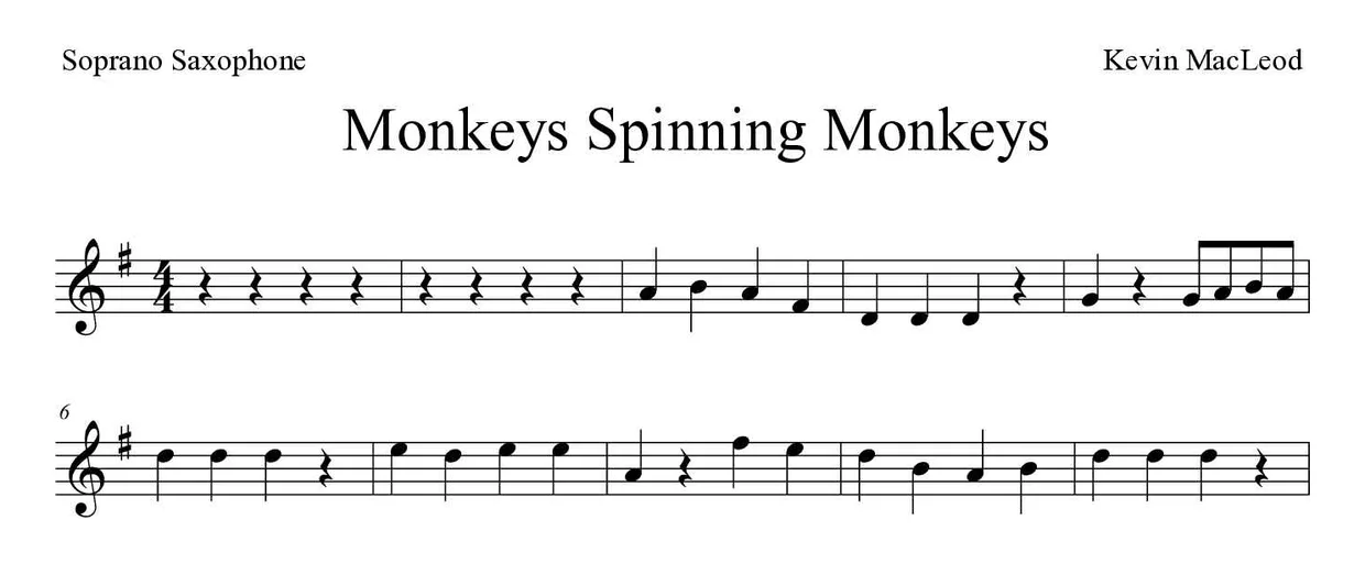 Spartito di Monkeys Spinning Monkeys per soprano saxophone, prime righe