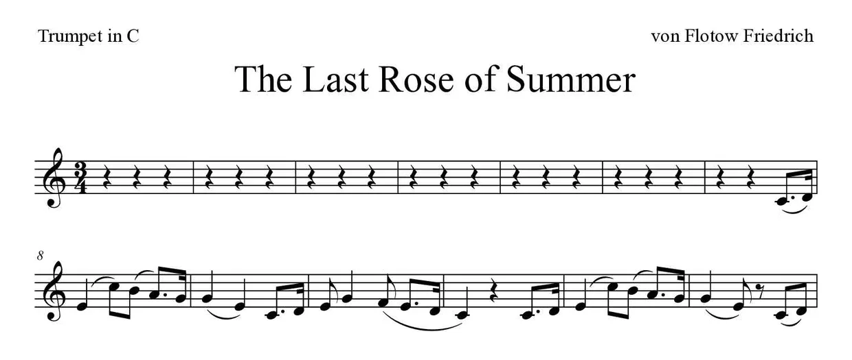 Spartito di The Last Rose of Summer per trumpet in C, prime righe