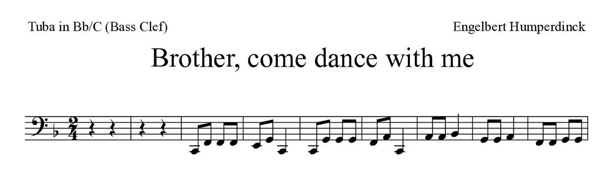 Partition de Brother, come dance with me pour tuba en si bémol/do (clé de fa), premières lignes