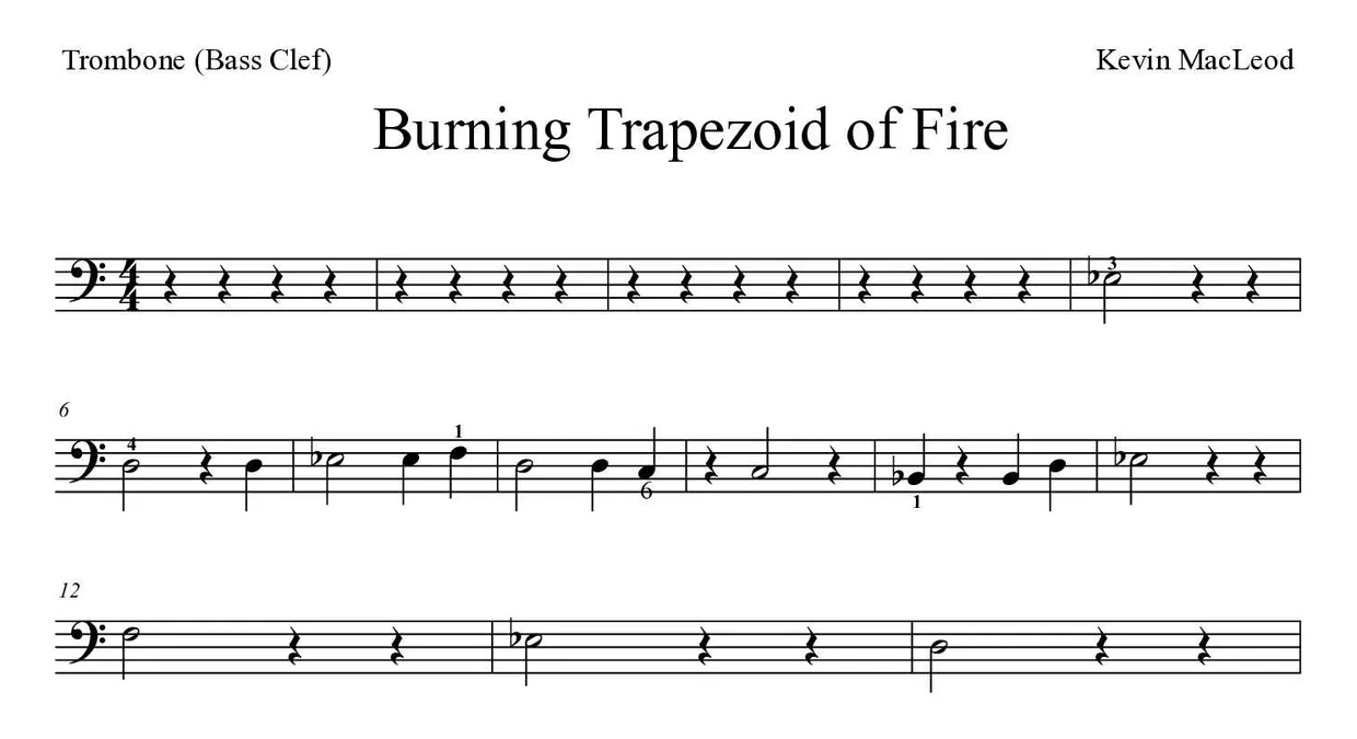 Partition de Burning Trapezoid of Fire pour trombone, premières lignes