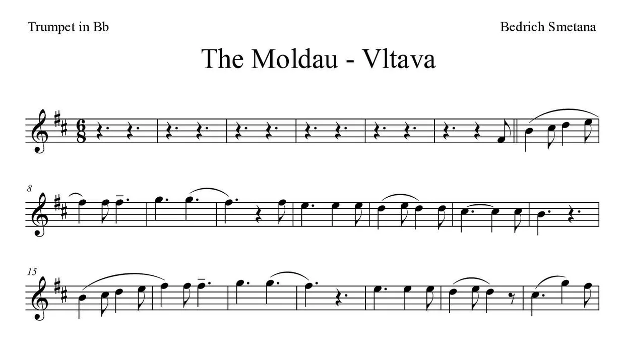 ‘The Moldau - Vltava’ Trumpet in Bb 악보의 첫 몇 줄