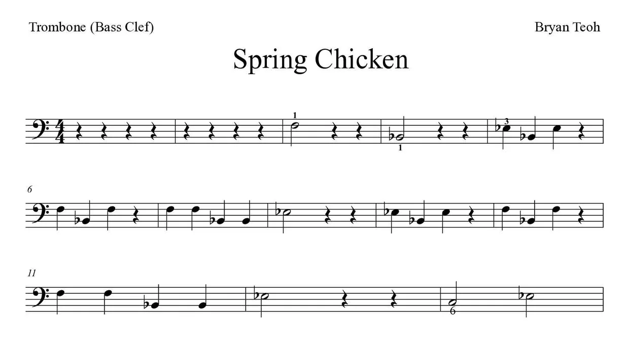 Noten von Spring Chicken für Posaune (Einfach), erste Zeilen