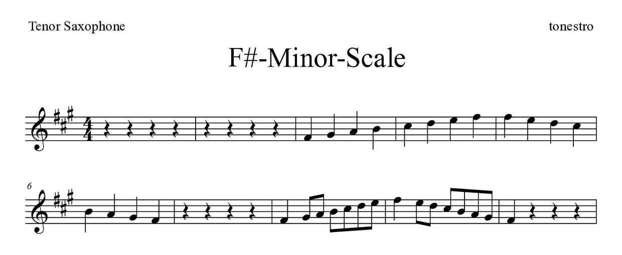 Partition de F#-Minor-Scale pour saxophone ténor, premières lignes