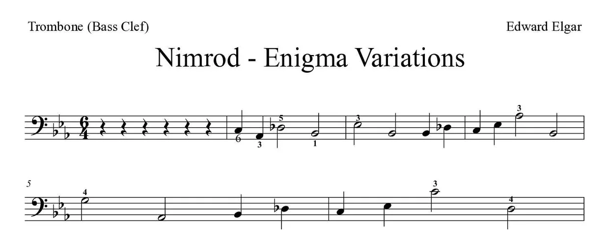 Spartito di Nimrod - Enigma Variations per trombone, prime righe