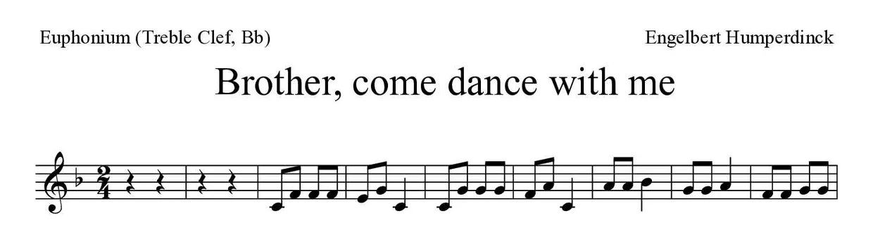 Spartito di Brother, come dance with me per euphonium (treble clef, Bb), prime righe