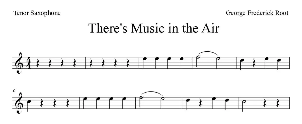 「There's Music in the Air」Tenor Saxophone用楽譜の最初の数段