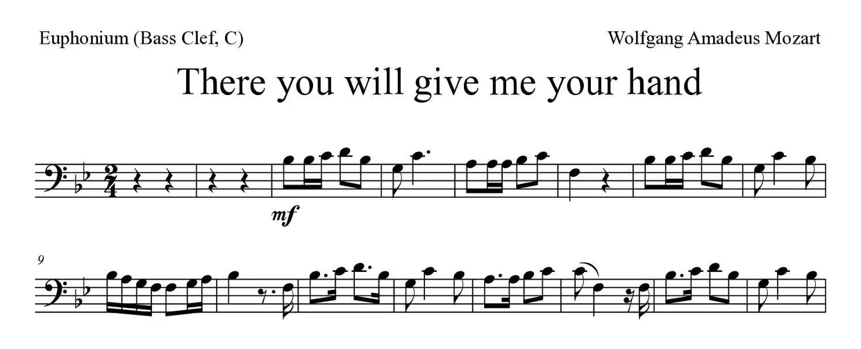 《There you will give me your hand》上低音号（低音谱号，C）乐谱前几行