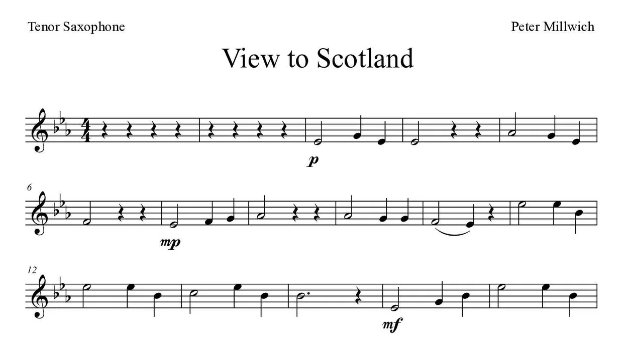 Partition de View to Scotland pour saxophone ténor, premières lignes