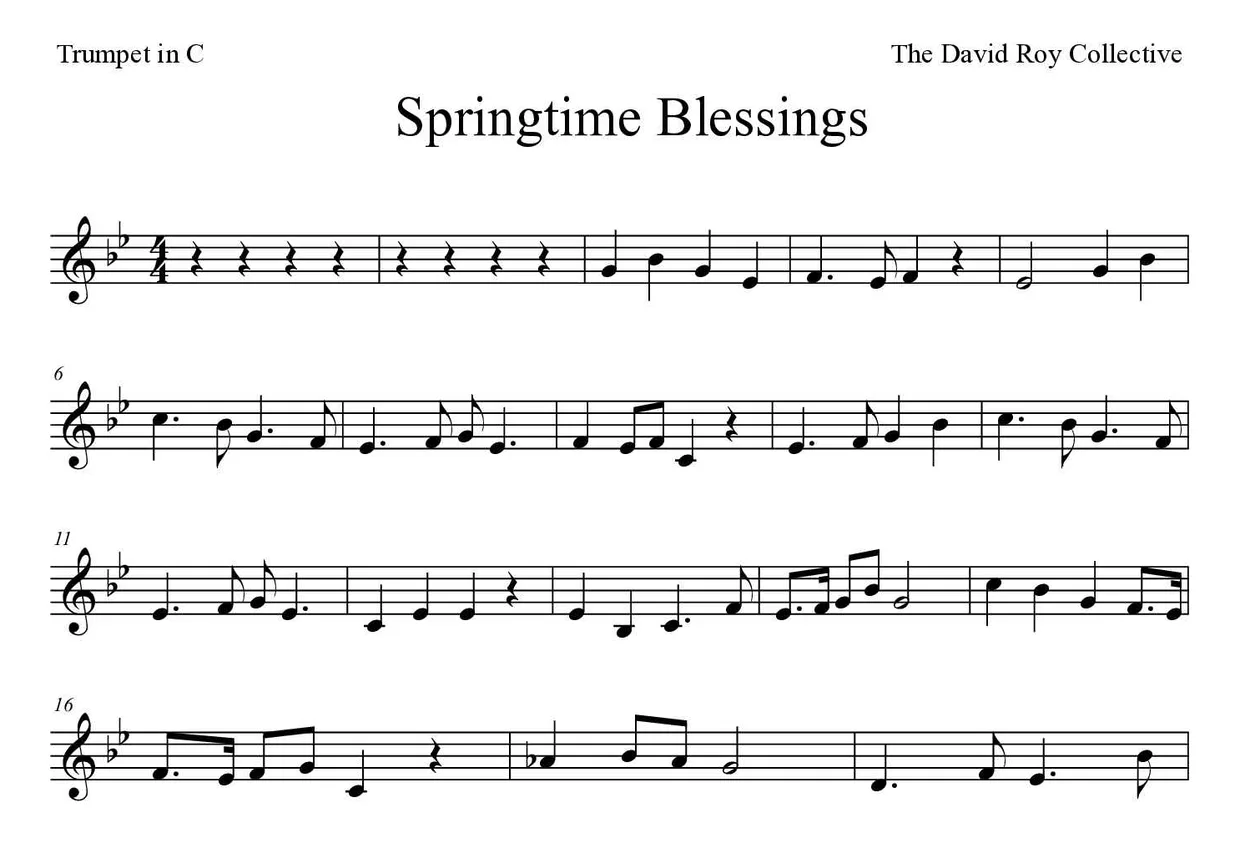 Spartito di Springtime Blessings per trumpet in C, prime righe