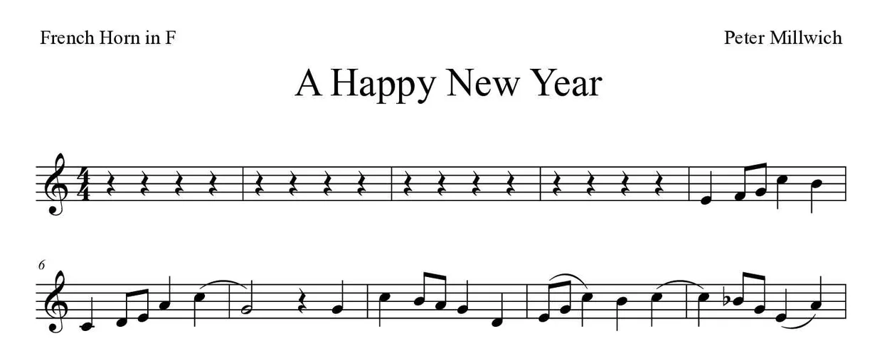 Spartito di A Happy New Year per French horn, prime righe