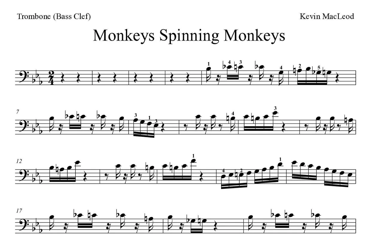 Noten von Monkeys Spinning Monkeys für Posaune (Experte), erste Zeilen