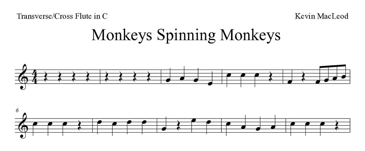 Spartito di Monkeys Spinning Monkeys per flute, prime righe
