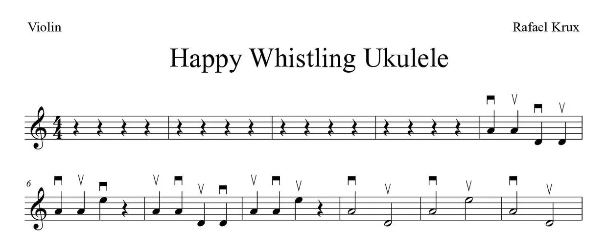 Bladmuziek van Happy Whistling Ukulele voor violin, eerste regels
