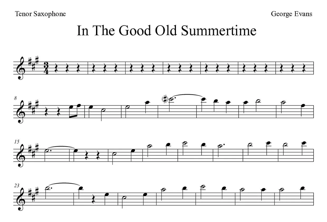 Noten von In The Good Old Summertime für Tenorsaxophon (Schwer), erste Zeilen