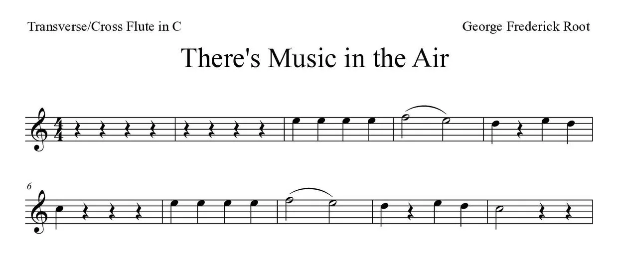 Sheet music of There's Music in the Air for flute (Easy), first lines