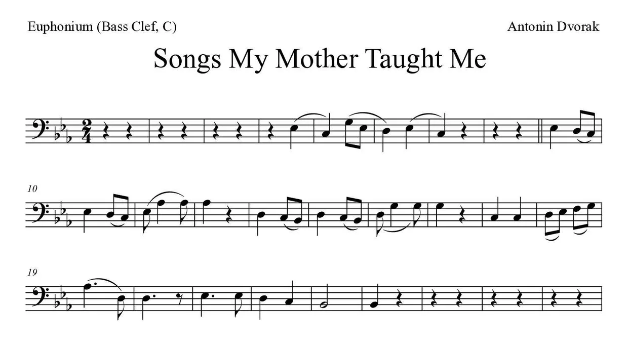 Noten von Als die alte Mutter für Euphonium (Bassschlüssel, C) (Mittel), erste Zeilen