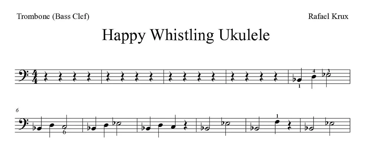 Noten von Happy Whistling Ukulele für Posaune (Einfach), erste Zeilen