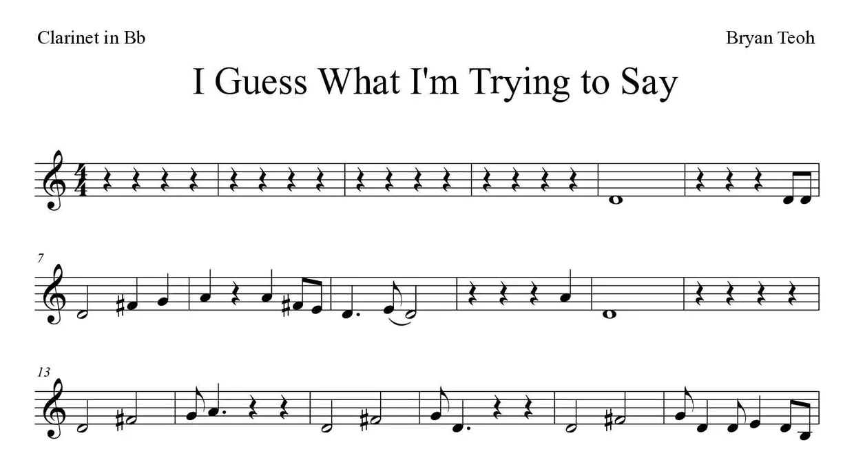 Spartito di I Guess What I'm Trying to Say per clarinet, prime righe