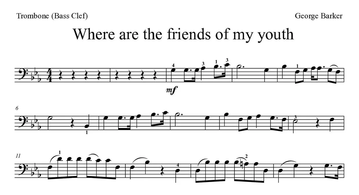 Spartito di Where are the friends of my youth per trombone, prime righe