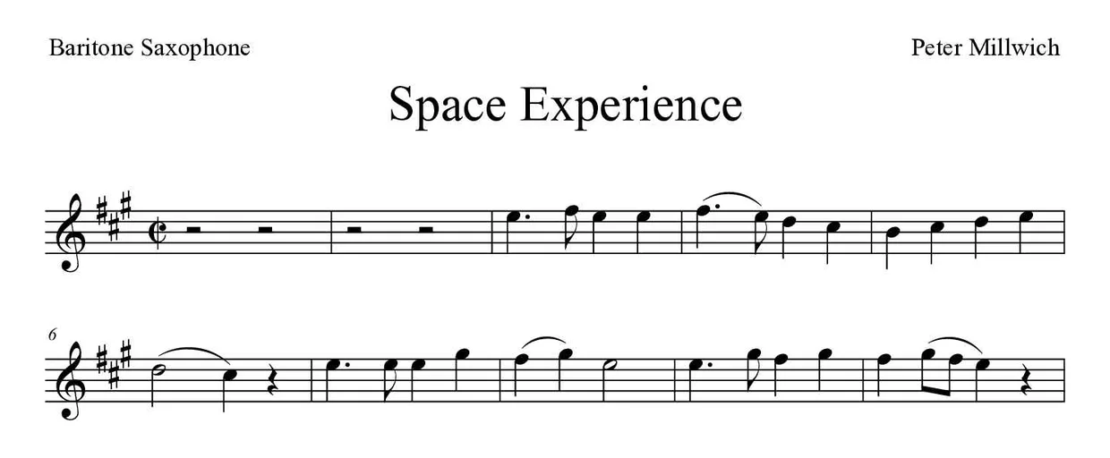 Noten von Space Experience für Baritonsaxophon (Schwer), erste Zeilen