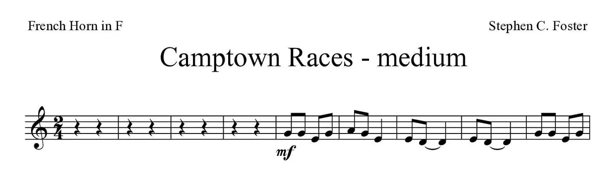 Noten von Camptown Races - mittel für Horn (Mittel), erste Zeilen