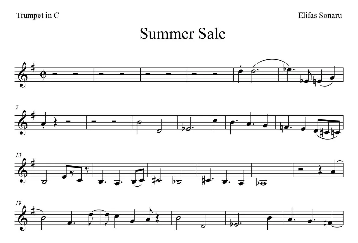 Noten von Summer Sale für Trompete in C (Experte), erste Zeilen