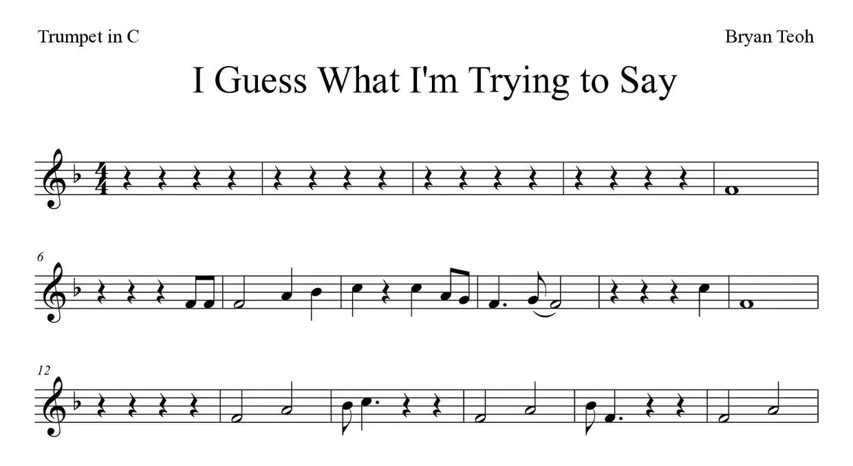Spartito di I Guess What I'm Trying to Say per trumpet in C, prime righe