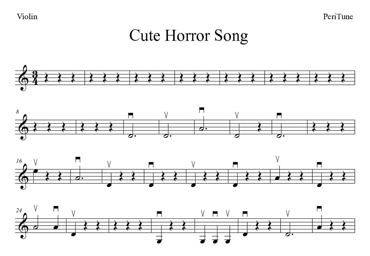 Noten von Cute Horror Song für Geige (Einfach), erste Zeilen