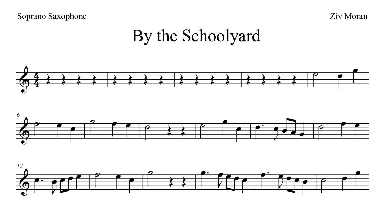 Noten von Am Schulhof für Sopransaxophon (Einfach), erste Zeilen