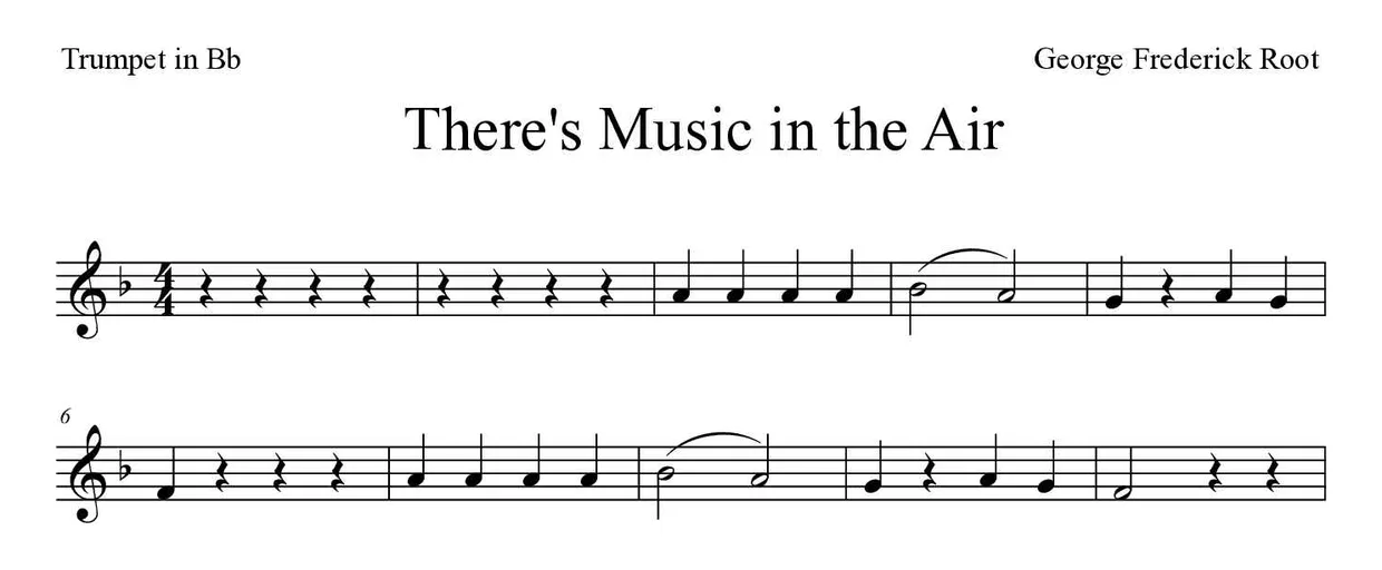 Sheet music of There's Music in the Air for trumpet in Bb (Easy), first lines