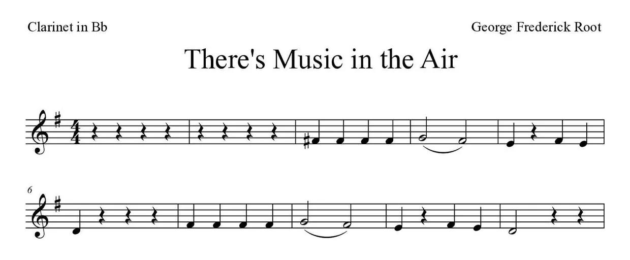 Partition de There's Music in the Air pour clarinette, premières lignes