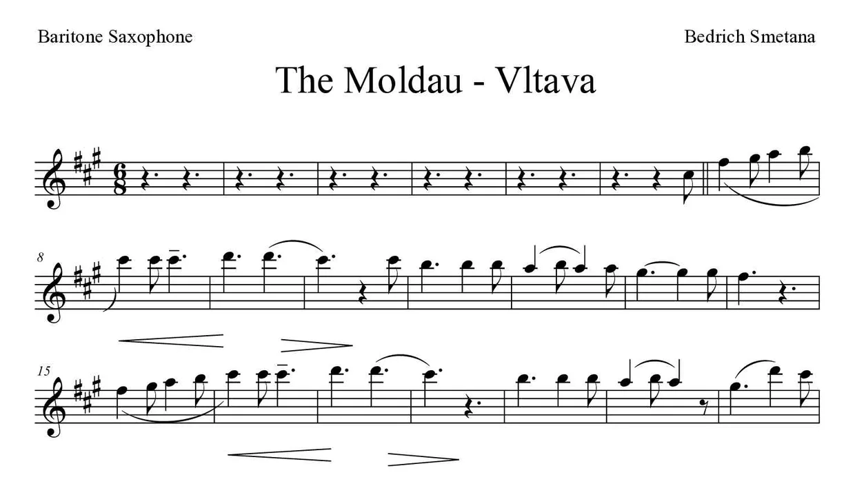 Noten von Die Moldau - Vltava für Baritonsaxophon (Experte), erste Zeilen