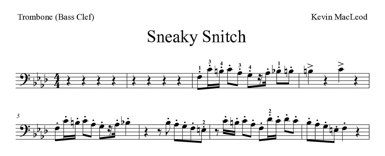Noten von Sneaky Snitch für Posaune (Experte), erste Zeilen