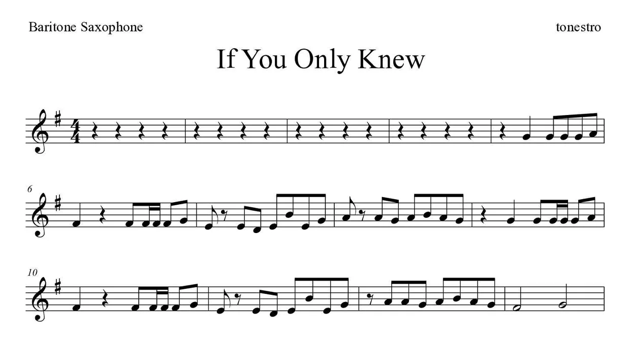 Noten von If You Only Knew für Baritonsaxophon (Mittel), erste Zeilen
