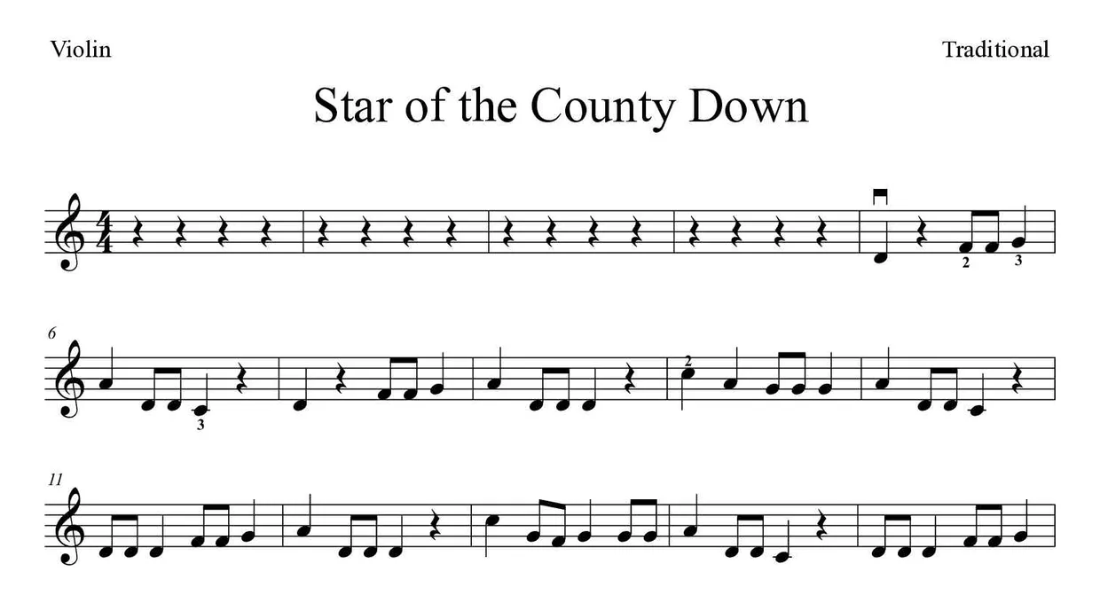 Partition de Star of the County Down pour violon, premières lignes