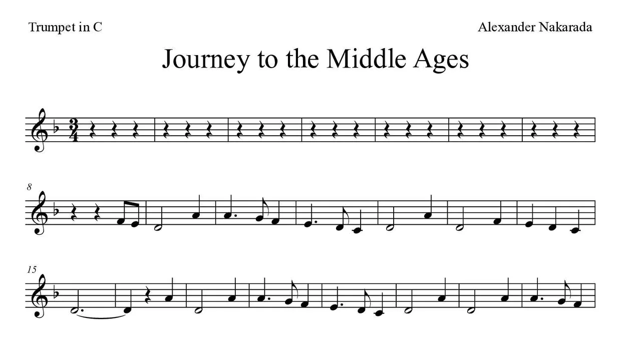 Partition de Journey to the Middle Ages pour trompette en do, premières lignes