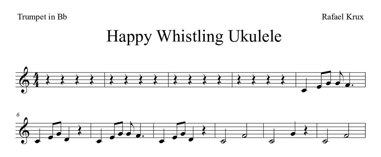 Partition de Happy Whistling Ukulele pour trompette en si bémol, premières lignes