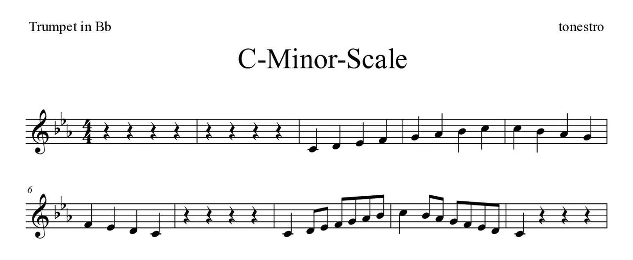 《C-Minor-Scale》B调小号乐谱前几行