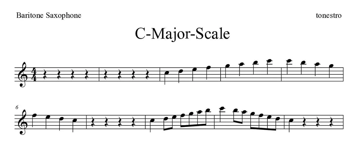 Spartito di C-Major-Scale per baritone saxophone, prime righe